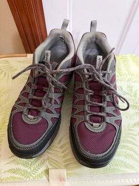 Ahnu Burgundy and Gray Trail Shoes